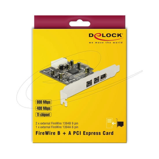 PCIe kartica DELOCK, 2x FireWire 1394B 9 pin (Ž), 1 x FireWire 1394A 6 pin (Ž) PCIe kartica DELOCK, 2x FireWire 1394B 9 pin (Ž), 1 x FireWire 1394A 6 pin (Ž)
