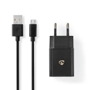 Kućni punjač NEDIS WCHAM213ABK, 10.50W, USB A, kabel USB A (M) na USB micro B 2.0 (M), crni