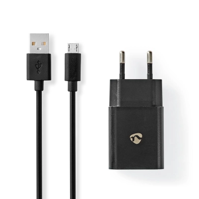 Kućni punjač NEDIS WCHAM213ABK, 10.50W, USB A, kabel USB A (M) na USB micro B 2.0 (M), crni   - Punjači za smartphone