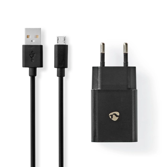 Kućni punjač NEDIS WCHAM213ABK, 10.50W, USB A, kabel USB A (M) na USB micro B 2.0 (M), crni