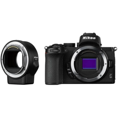 Fotoaparat NIKON Z50 + FTZ Adapter, CMOS senzor, 20.9 MP, 4K UHD   - Fotoaparati