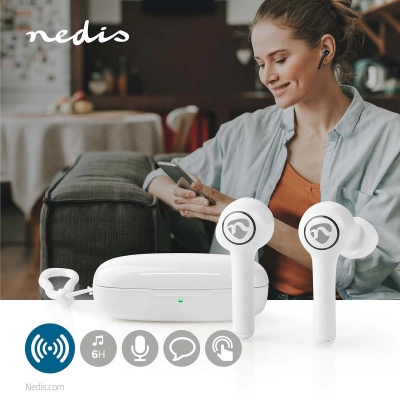 Slušalice NEDIS HPBT5055WT, bežične, bluetooth, bijele   - Slušalice za smartphone