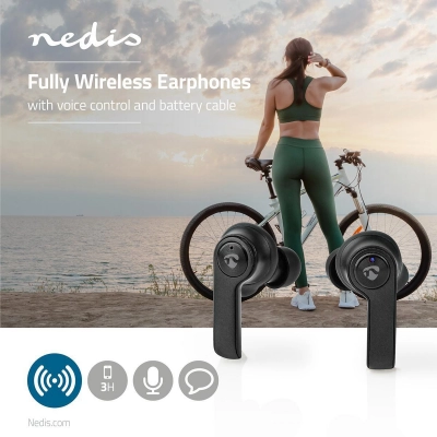 Slušalice NEDIS HPBT5053BK, bežične, bluetooth, crne   - Slušalice za smartphone