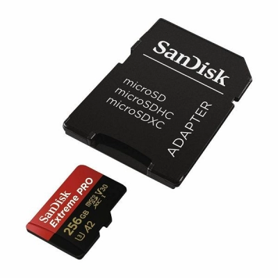 Memorijska kartica SANDISK Extreme Pro, micro SDXC, 256GB, SDSQXCZ-256G-GN6MA, A2 C10 V30 UHS-I U3, 170MB/s + SD Adapter + Rescue Pro Deluxe    - POHRANA PODATAKA