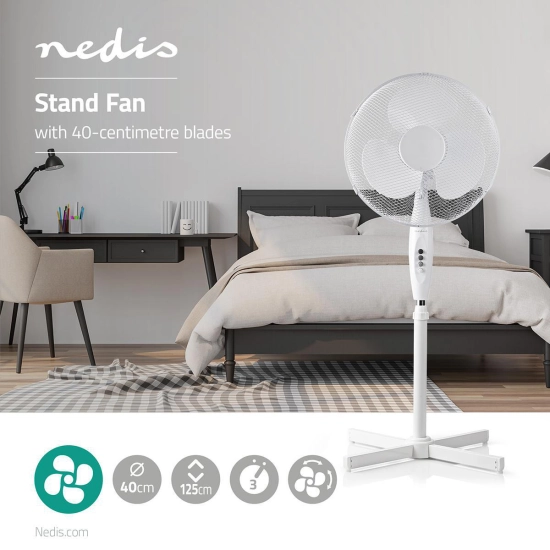 Ventilator podni NEDIS FNST10CWT40, 40cm, 45W, podesiva visina od 100 do 120cm, 3 brzine, bijeli Ventilator podni NEDIS FNST10CWT40, 40cm, 45W, podesiva visina od 100 do 120cm, 3 brzine, bijeli