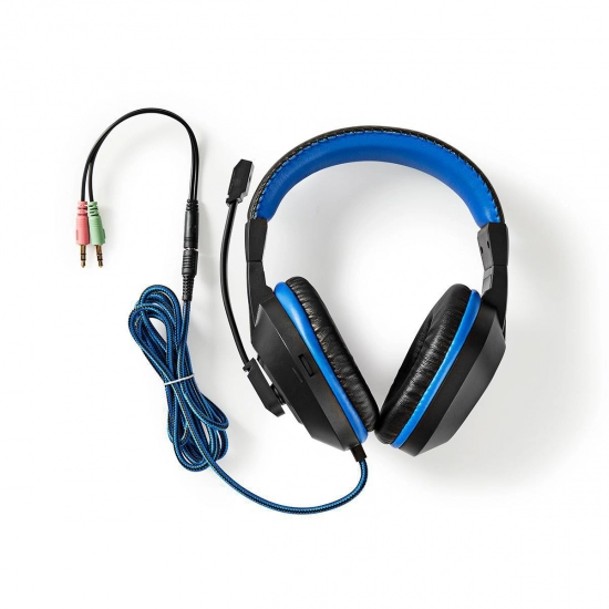 Tipkovnica + miš + podloga + slušalice NEDIS GCK41100BKUS 4 in 1, 3200 DPI, USB, crna-plava