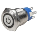 Prekidač pritisni sa simbolom za uključivanje / isključivanje, metalni i vodonepropusni, 230V, LED, 12V