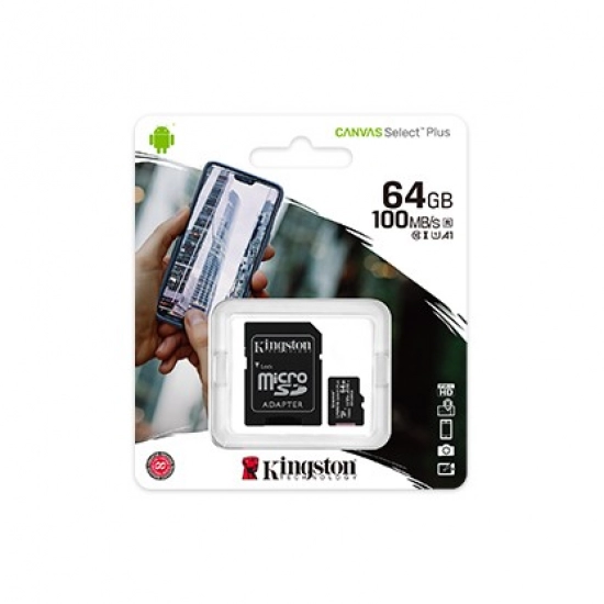 Memorijska kartica KINGSTON Canvas Select Plus 100R, micro SDHC, 64GB, A1 C10 Card + Adapter
