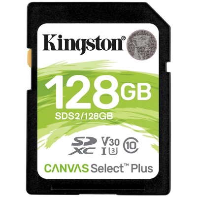 Memorijska kartica KINGSTON Canvas Select Plus 100R, SDXC, 128GB, C10 UHS-I U3 V30   - Memorijske kartice