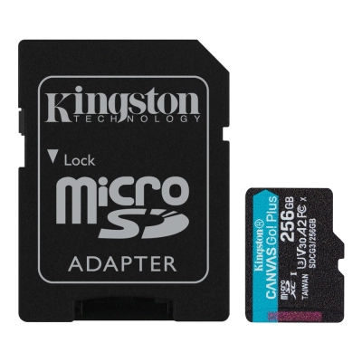 Memorijska kartica KINGSTON Canvas Go Plus, micro SDXC, 256GB + SD adapter   - Memorijske kartice