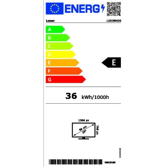 Televizor LED 39incha LUXOR LXD39HDS, HD, DVB-T2/C/S2, HDMI, USB, energetski razred E