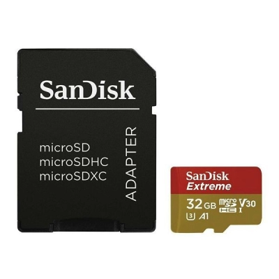 Memorijska kartica SANDISK Extreme, micro SDHC, 32GB, SDSQXAF-032G-GN6MA, A1 C10 V30 UHS-I U3, 100MB/s  + SD Adapter + Rescue Pro Deluxe   - Memorijske kartice