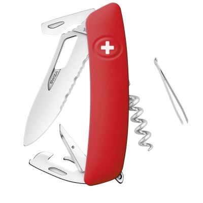Nož SWIZA SH03R crveni sa allblack oštricama, 12 funkcija, KSH33.1000   - Ručni alati