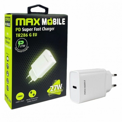 Kućni punjač MAXMOBILE TR-286 G, 27W, USB-C, bijeli   - Punjači za smartphone