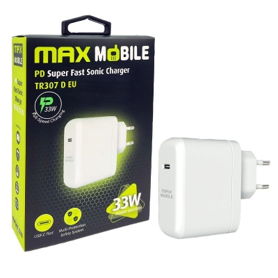 Kućni punjač MAXMOBILE TR-307, 33W, USB-C PD, bijeli   - Punjači za smartphone