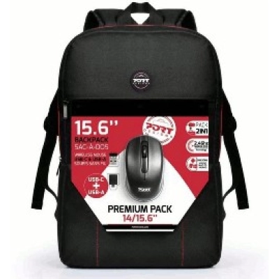 Ruksak za laptop PORT Premium pack, 15.6incha, crni + bežični miš