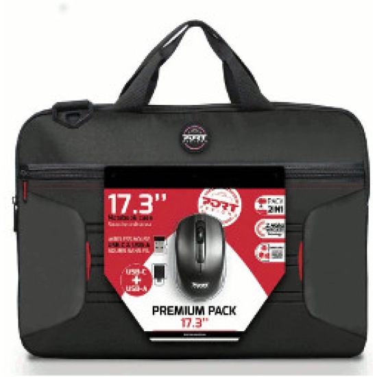 Torba za laptop PORT Premium pack, 17.3incha, crna + bežični miš