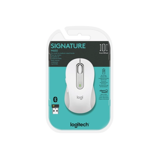 Miš LOGITECH Signature M650, bežični, BT, USB A, bijeli Miš LOGITECH Signature M650, bežični, BT, USB A, bijeli