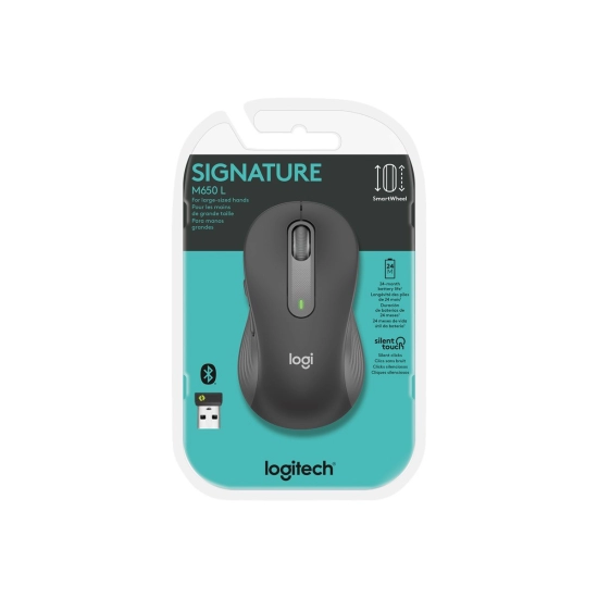 Miš LOGITECH Signature M650 L, bežični, BT, USB, crni