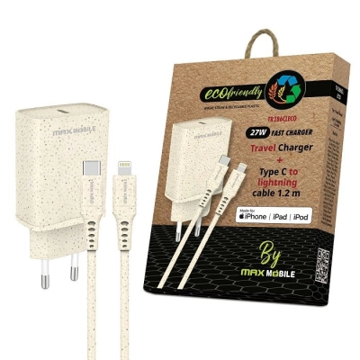 Kućni punjač MAXMOBILE TR-286CL, 27W, set 2U1, USB-C PD, kabel, ECO    - Punjači za smartphone