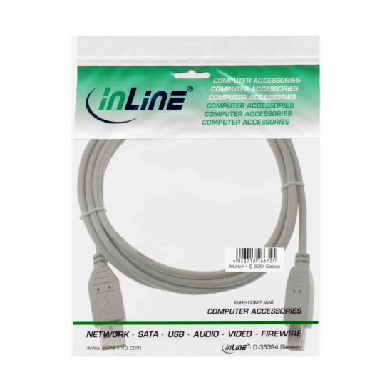 Kabel INLINE, USB A 2.0 (M) na USB B 2.0(M), 7m, bijeli