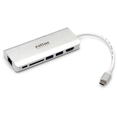Docking station ROLINE USB-C Hub na HDMI, USB, SD, TF CR, RJ45    - Roline
