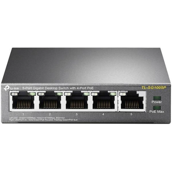 Switch TP-LINK TL-SG1005P, 10/100/1000 Mbps,POE, 5-port Switch TP-LINK TL-SG1005P, 10/100/1000 Mbps,POE, 5-port