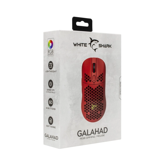 Miš WHITE SHARK GM-5007 Galahad, optički, 6400 DPI, USB A, crveni