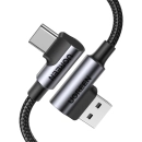 Kabel UGREEN, USB C (M) na USB A 2.0 (M), 3A, kutni 90°, crni, 1m
