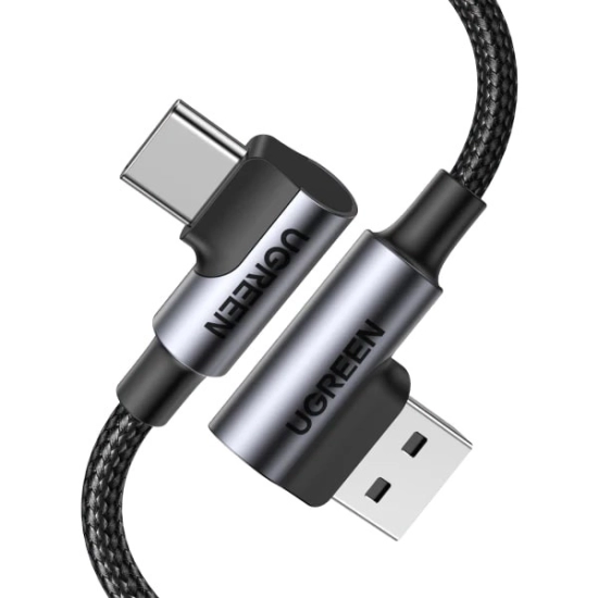 Kabel UGREEN, USB C (M) na USB A 2.0 (M), 3A, kutni 90°, crni, 1m Kabel UGREEN, USB C (M) na USB A 2.0 (M), 3A, kutni 90°, crni, 1m