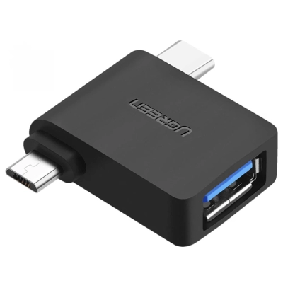 Adapter UGREEN, Micro USB + USB-C na USB 3.0 A (Ž) OTG, crni  