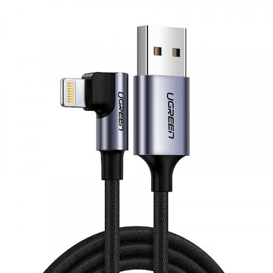 Kabel UGREEN, kutni Lightning na USB 2.0 A (M), kutni 90°, crni, 1m