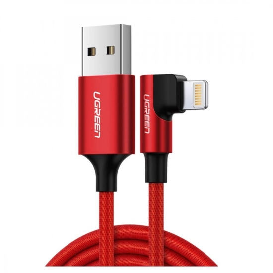 Kabel UGREEN, kutni Lightning na USB 2.0 A (M), kutni 90°,  crveni, 1m