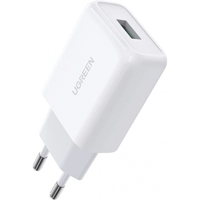 Kućni punjač UGREEN, 18W, USB-A QC 3.0, bijeli, QC3.0/FCP   - Punjači za smartphone