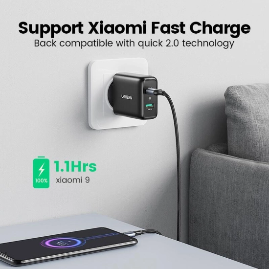 Kućni punjač UGREEN, 36W, 2x USB A, QC 3.0, crni