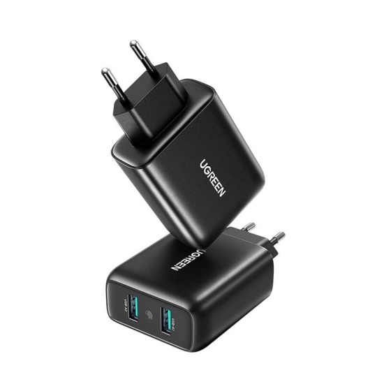 Kućni punjač UGREEN, 36W, Dual USB-A QC 3.0, crni