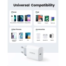 Kućni punjač UGREEN, 20W, USB C, kabel USB C (M) na Lightning (M), Power Delivery, bijeli