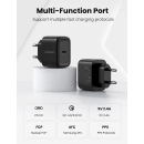 Kućni punjač UGREEN, 25W, USB-C PD + kabel C-C, crni, 2m