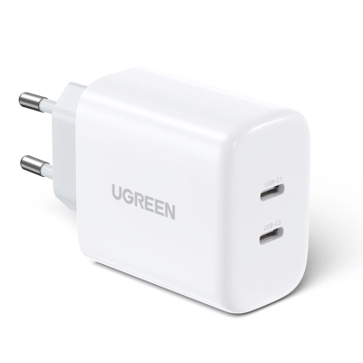 Kućni punjač UGREEN, 40W, USB-C+USB-C PD, bijeli   - Punjači za smartphone