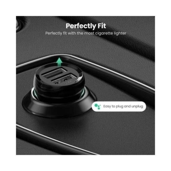 Auto punjač UGREEN, 24W, 2x USB A, crni