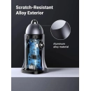 Auto punjač UGREEN, 24W, USB C, USB A, Power Delivery, QuickCharge, srebrni