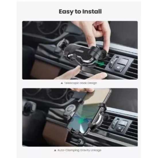 Držač za smartphone UGREEN, za ventilacijski otvor, za auto, crni