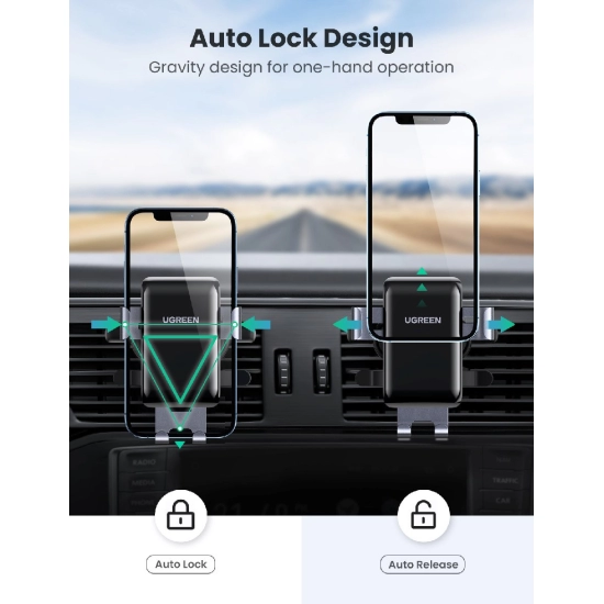 Držač za smartphone UGREEN, za ventilacijski otvor, za auto, sivi