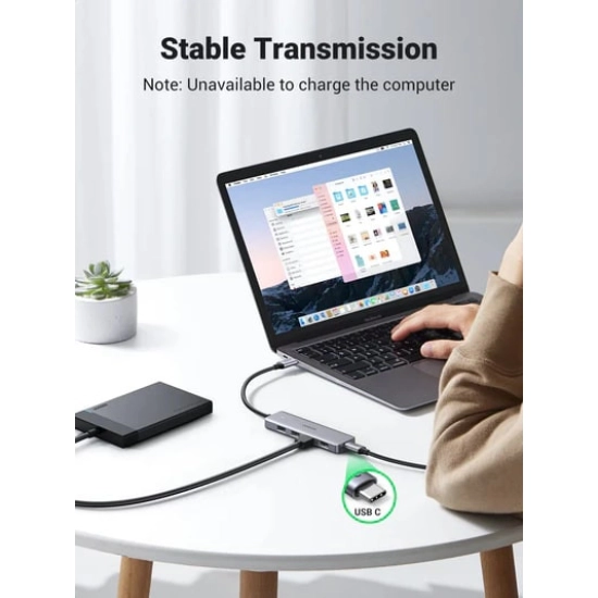 USB HUB UGREEN, USB C 3.0, 4-portni, kon. za napajanje, sivi USB HUB UGREEN, USB C 3.0, 4-portni, kon. za napajanje, sivi