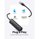 USB HUB UGREEN, USB A 3.0, 4-portni, crni, 1m