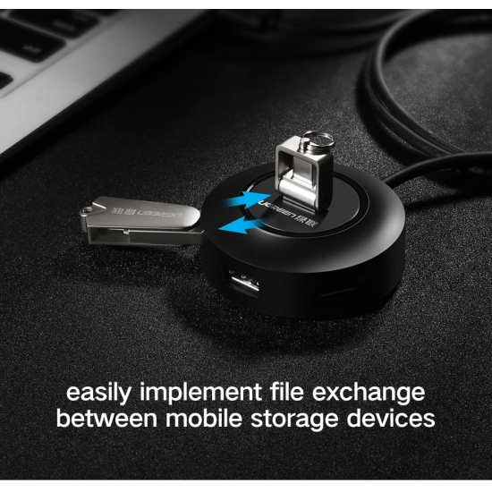 USB HUB UGREEN, USB A 2.0, 4-portni, crni, 1m