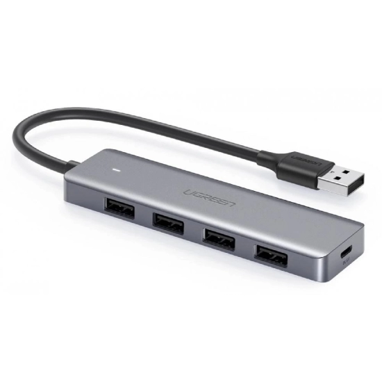 USB HUB UGREEN, USB 3.0 A, 4-portni, micro USB, sivi
