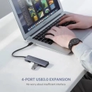 USB HUB UGREEN, USB A 3.0, 4-portni, USB C, sivi