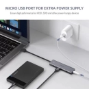 USB HUB UGREEN, USB A 3.0, 4-portni, USB C, sivi