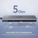 USB HUB UGREEN, USB A 3.0, 4-portni, USB C, sivi